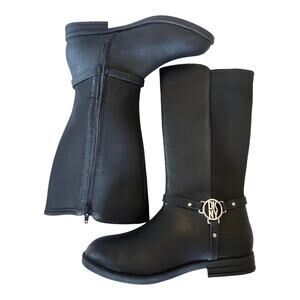 DKNY Emma Harness BOOTS Girls 4, Women's 5.5 Black Silver Riding Biker Boot NWOT